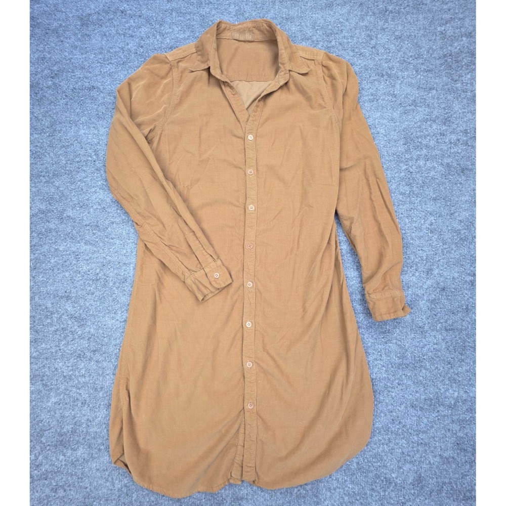 CP SHADES Dress Shirt Women's XS Brown Long Sleeve 100% Cotton Cord